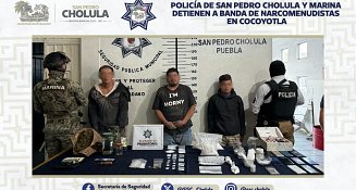 Policía de San Pedro Cholula y Marina detienen a banda de Narcomenudistas en Cocoyotla