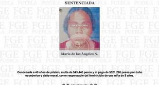 Mujer condenada a 40 años de prisión por feminicidio de su hijastra en Puebla