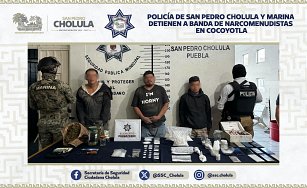 Policía de San Pedro Cholula y Marina detienen a banda de Narcomenudistas en Cocoyotla