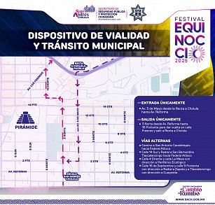 Implementa policía de San Andrés Cholula operativo de seguridad ante Festival Equinoccio 2025