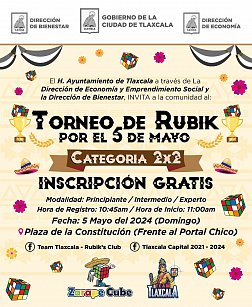 Este domingo habrá torneo de Rubik en Tlaxcala capital