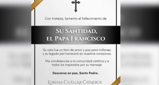Lorena Cuéllar lamenta el fallecimiento del Papa Francisco