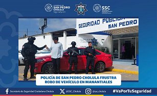 SSC de Cholula frustra robo de vehículo en Manantiales