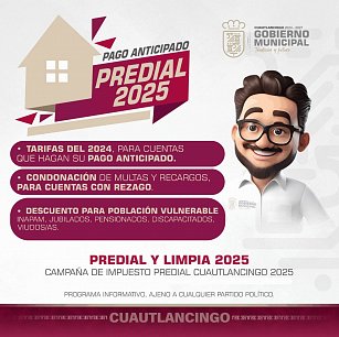 Continúa en Cuautlancingo la Campaña de pago anticipado de predial y limpia 2025