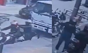 Conductor atropella a asaltantes tras robar a un motociclista en video