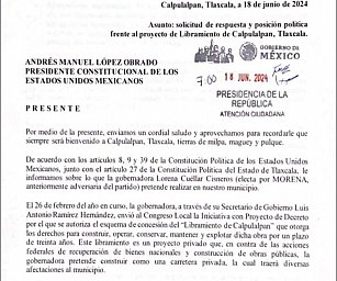 A Palacio Nacional, llega petición para exigir alto a proyecto de libramiento de Calpulalpan