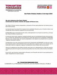 San Pedro Cholula demanda propuestas y proyectos sólidos para un gobierno justo y bien intencionado: Tonantzin Fernández
