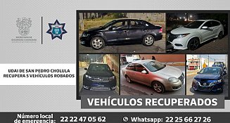 Policía San Pedro Cholula recupera 5 vehículos con reporte de robo