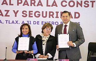 Gobernadores de Tlaxcala y Puebla firman convenio para fortalecer la seguridad