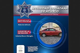 Recuperan vehículo robado tras eficaz intervención policial