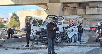 Caos en la autopista México-Puebla: Choque de patrulla deja policía grave