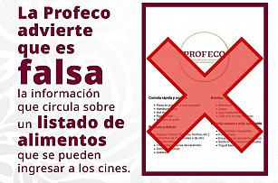 Profeco aclara información falsa sobre alimentos permitidos en cines