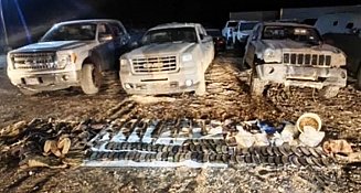 Sonora: Aseguran armas, vehículos blindados y 147 kg de metanfetamina