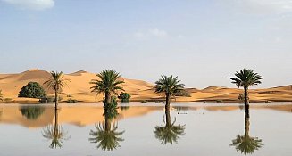 Lluvias inusuales en el Sahara provocan inundaciones y la recuperación de un lago seco en Marruecos