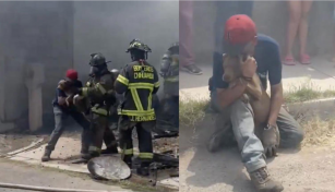 Bomberos de Chihuahua rescatan a perrita de incendio y conmueven a todos