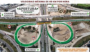 Nuevo acceso en Periférico Ecológico Puebla; reducción de carriles por obras