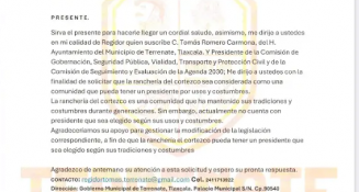  Regidor de Terrenate solicita a Congreso que Cortesco elija su edil