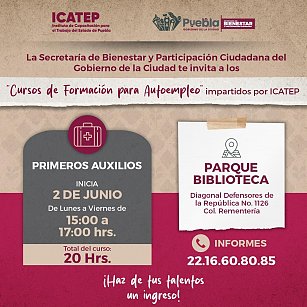 Ofrece Ayuntamiento de Puebla cursos gratuitos de capacitación en coordinación con ICATEP