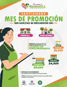 Anuncia Ayuntamiento de Huamantla mes de promociones