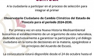 Tlaxcala invita a integrar su Observatorio Ciudadano de Cambio Climático 2024-2030