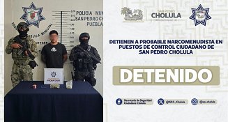 Detienen a probable narcomenudista en puestos de control ciudadano de San Pedro Cholula