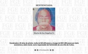 Mujer condenada a 40 años de prisión por feminicidio de su hijastra en Puebla