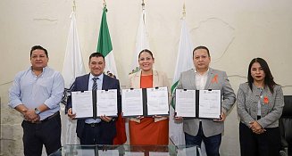 Lupita Cuautle firma convenio de colaboración en beneficio de la Policía de San Andrés Cholula