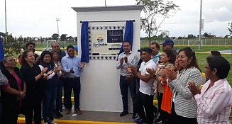 Inauguración del Polideportivo Cacalotepec, pauta para regresar por palabra empeñada: Edmundo Tlatehui