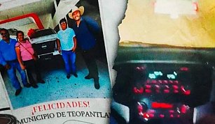 Captan a policías de Teopantlán manejando patrulla nueva en estado de ebriedad