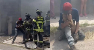 Bomberos de Chihuahua rescatan a perrita de incendio y conmueven a todos