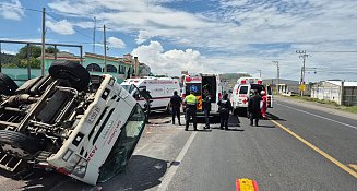 Camión cargado con pollos vivos vuelca en la carretera Apizaco–Tlaxco