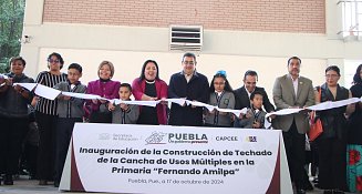 Sergio Salomón inaugura techados y promueve cuidado ambiental en Puebla