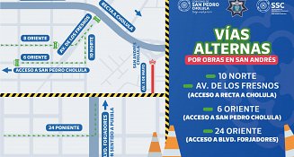 Incremento vehicular en 12 Poniente-Oriente por obras en 5 de Mayo de San Andrés