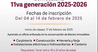 Inscripciones abiertas para la Onceava Generación de la Escuela Taller de Restauración en Puebla