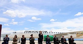 Claudia Sheinbaum recibe la primera aeronave Embraer E195-E2 para Mexicana de Aviación