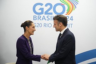 Claudia Sheinbaum y Emmanuel Macron fortalecen lazos México-Francia en el G20