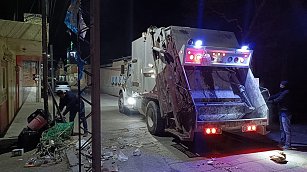 Ayuntamiento de San Pedro Cholula implementa recorrido nocturno de recolección de basura 