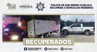 Policía de San Pedro Cholula recupera 3 vehículos robados