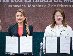 Gobernadoras de Guerrero y Morelos firman convenio para la construcción de la paz