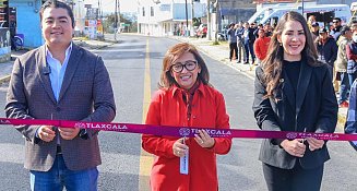 Lorena Cuéllar mejora la carretera Amaxac-Atlhuetzian para impulsar el desarrollo