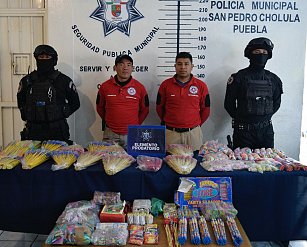 Gobierno de San Pedro Cholula decomisa 80 kilogramos de artículos pirotécnicos