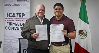 Firma Omar Muñoz convenio de colaboración con el ICATEP 