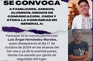 Familiares buscan a Luis Ángel, desaparecido en Puebla; marcha el 25 de octubre