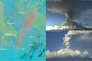 Continúa Popocatépetl con emisión de ceniza hacia Tlaxcala