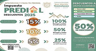 ¡Aprovecha descuentos en el pago del predial 2025 en Texmelucan!