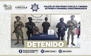 Policía de San Pedro Cholula y Marina detienen a probable narcomenudista