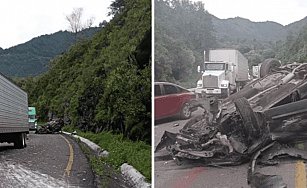 Impactante choque en la autopista Puebla-Orizaba deja dos heridos y caos vial