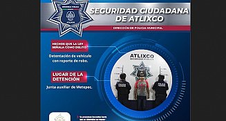 Recuperan auto robado en Atlixco gracias a videovigilancia y denuncia ciudadana