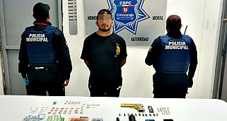 Detienen a hombre armado con sustancias ilegales en Coronango