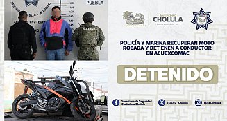 Policía y marina recuperan moto robada y detienen a conductor en Acuexcomac